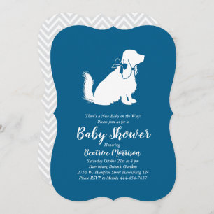 Invitación Cocker Spaniel Dog Baby Shower Boy Blue