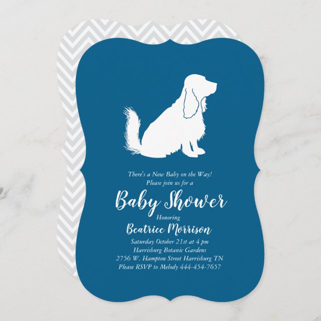 Invitación Cocker Spaniel Dog Baby Shower Boy Blue (Anverso / Reverso)