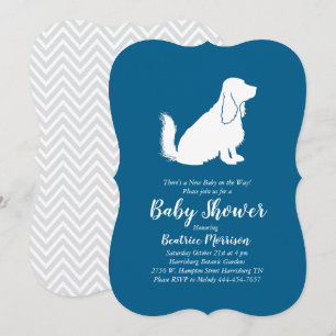 Invitación Cocker Spaniel Dog Baby Shower Boy Blue
