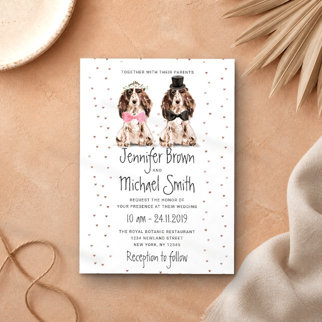 Invitación Cocker Spaniel novio novia San Valentín perro de b (Subido por el creador)