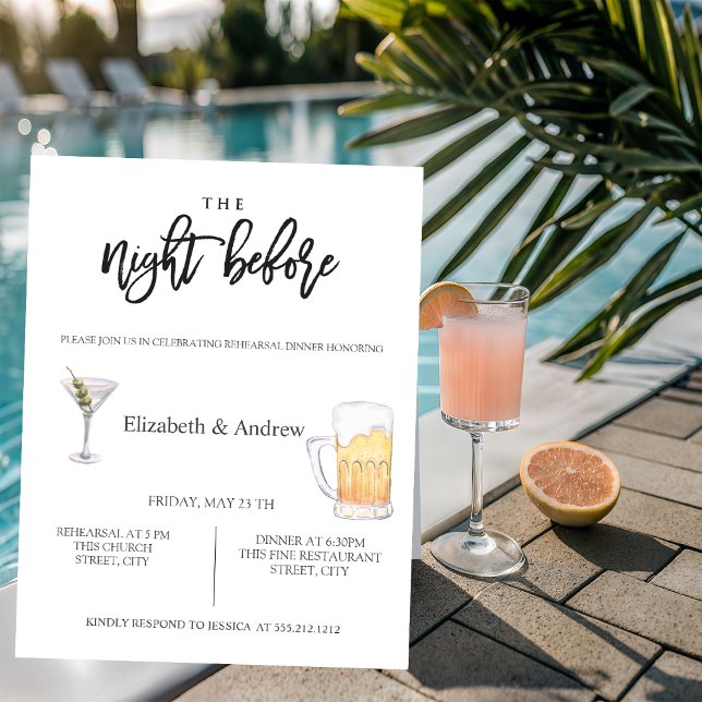 Invitación Cocktail acuarela, cena de ensayo de cerveza (Subido por el creador)