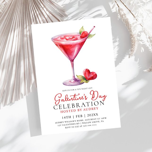 Invitación Cocktail acuático moderno Galentine's Day Fiesta (Subido por el creador)
