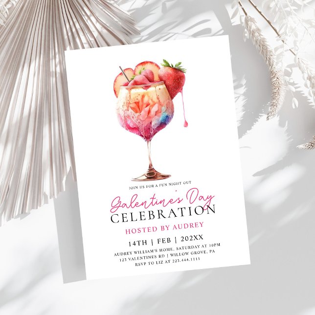 Invitación Cocktail acuático moderno Galentine's Day Fiesta (Subido por el creador)