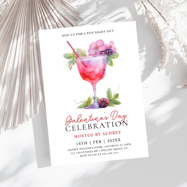 Invitación Cocktail acuático moderno Galentine's Day Fiesta (Subido por el creador)
