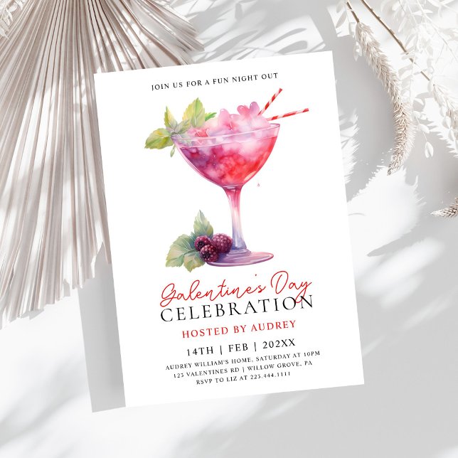 Invitación Cocktail acuático moderno Galentine's Day Fiesta (Subido por el creador)