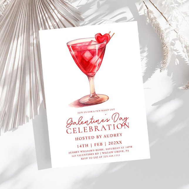 Invitación Cocktail acuático moderno Galentine's Day Fiesta (Subido por el creador)