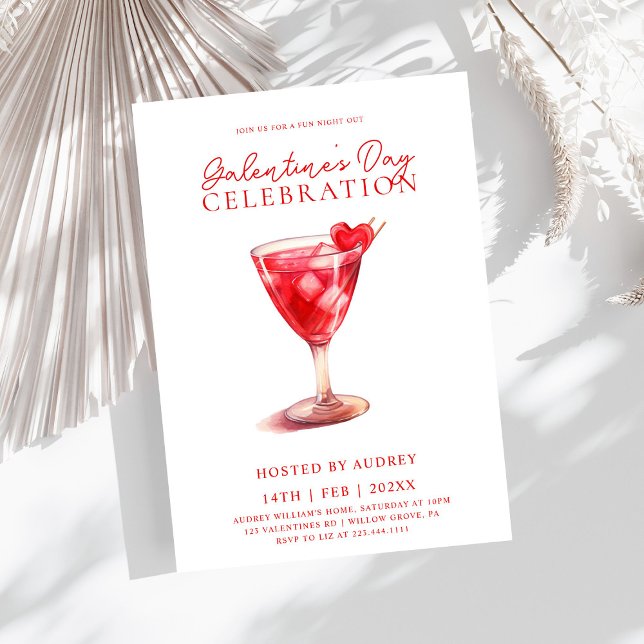 Invitación Cocktail acuático moderno Galentine's Day Fiesta (Subido por el creador)