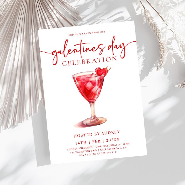Invitación Cocktail acuático moderno Galentine's Day Fiesta (Subido por el creador)