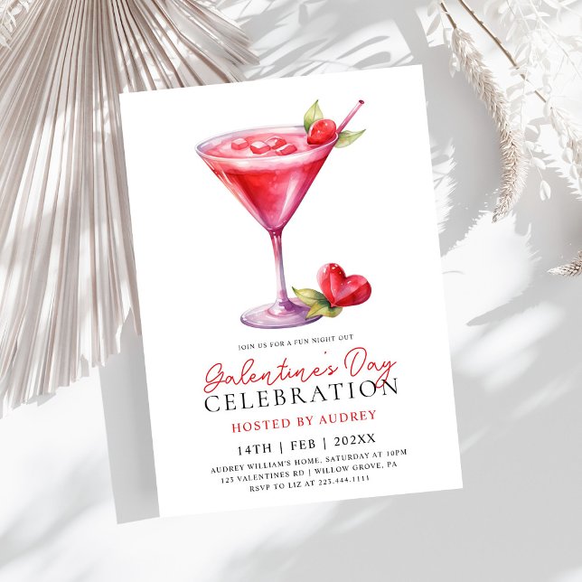 Invitación Cocktail acuático moderno Galentine's Day Fiesta (Subido por el creador)