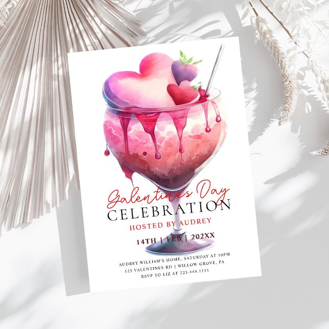 Invitación Cocktail acuático moderno Galentine's Day Fiesta I (Subido por el creador)