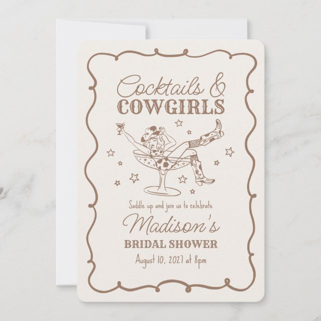 Invitación Cocktail Beige y Ducha Nashville Bridal (Anverso)