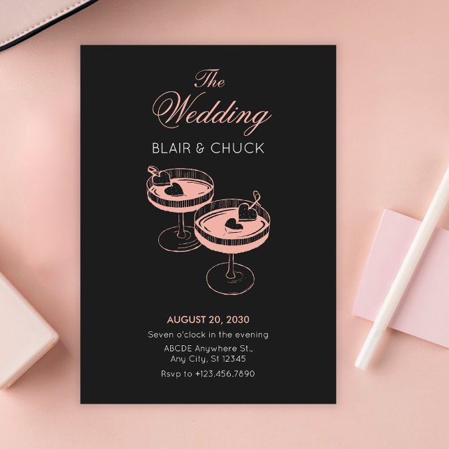 Invitación Cocktail de amor con corazones gafas de pareja bod (Subido por el creador)