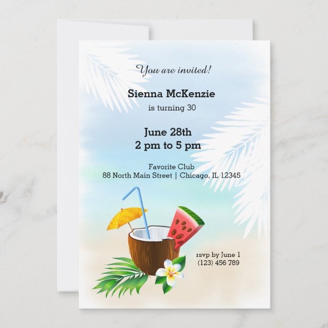 Invitación Cocktail de verano (Anverso)