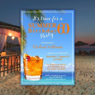 Invitación Cocktail del Océano Atlántico 60. Fiesta de cumple