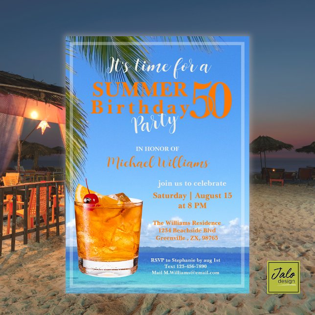 Invitación Cocktail del océano masculino 50 cumpleaños (Subido por el creador)