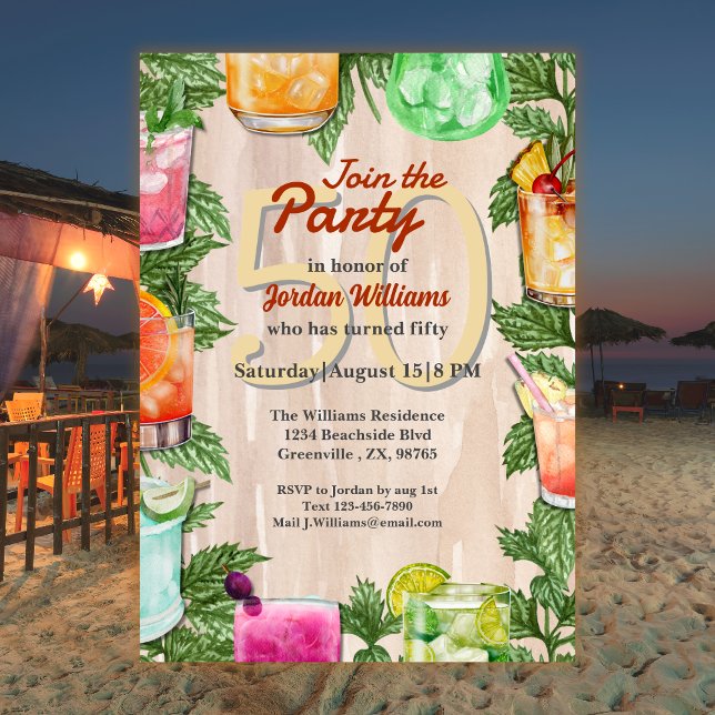 Invitación Cocktail del patio trasero del hombre 50 cumpleaño (Subido por el creador)