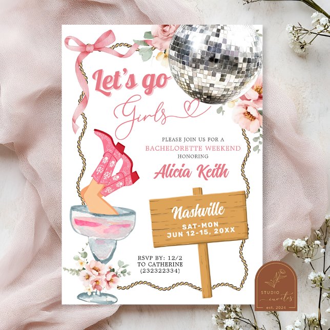 Invitación Cocktail Disco Cowgirl Rodeo Bachelorette Weekend (Subido por el creador)