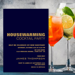 Invitación Cocktail Fiesta de la Marina Moderna Oro Azul