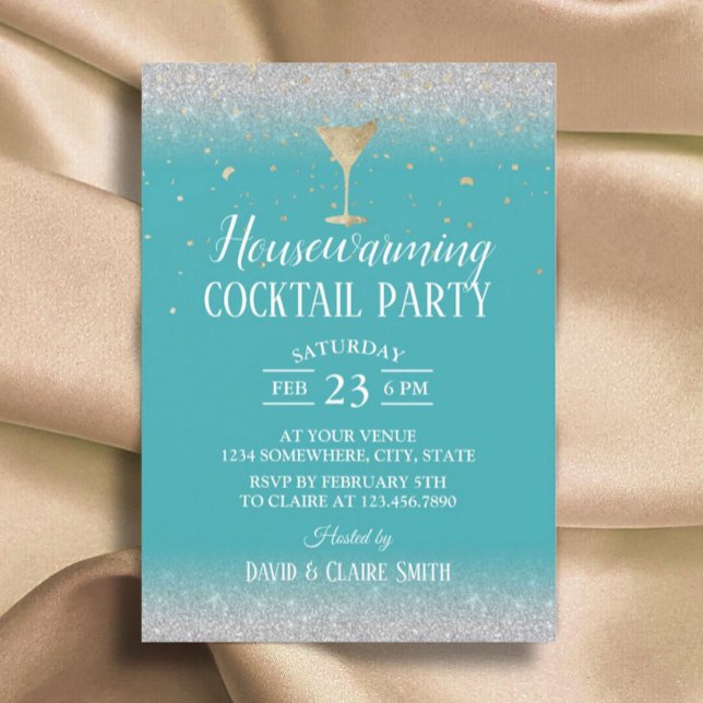 Invitación Cocktail Fiesta Turquesa Moderno (Subido por el creador)