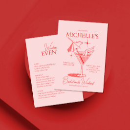 Invitación Cocktail Retro Bachelorette Weekend Itinerario