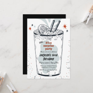 Invitación Cocktail retro bebe tema 50 sorpresa Cumpleaños