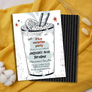 Invitación Cocktail retro bebe tema 70 sorpresa Cumpleaños