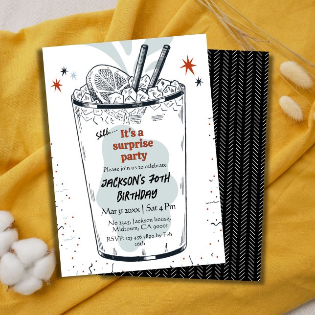 Invitación Cocktail retro bebe tema 70 sorpresa Cumpleaños (Subido por el creador)