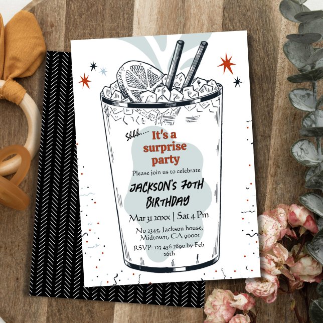 Invitación Cocktail retro bebe tema 70 sorpresa Cumpleaños (Subido por el creador)