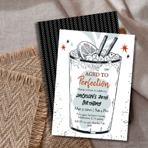 Invitación Cocktail retro beber con el tema simple 70 cumplea