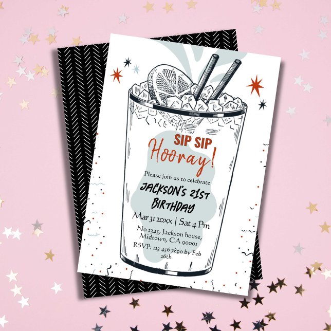 Invitación Cocktail retro bebida con temática 21º cumpleaños (Subido por el creador)