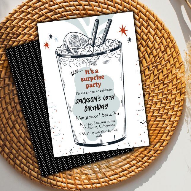 Invitación Cocktail retro bebida con temática 40 sorpresa Cum (Subido por el creador)