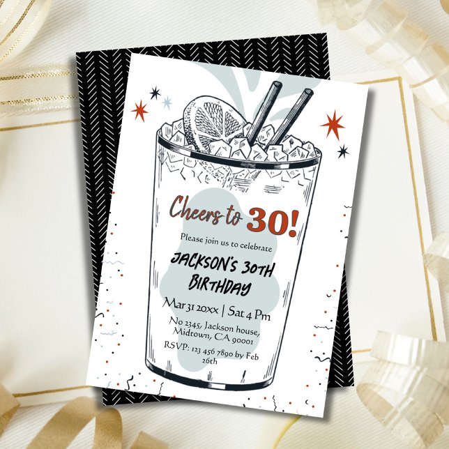 Invitación Cocktail retro bebida con temática elegante 30 cum (Subido por el creador)