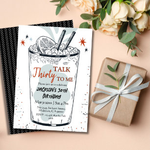 Invitación Cocktail retro bebida con temática elegante 30 cum