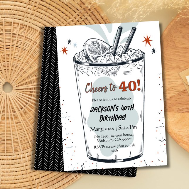 Invitación Cocktail retro bebida con temática elegante 40º cu (Subido por el creador)