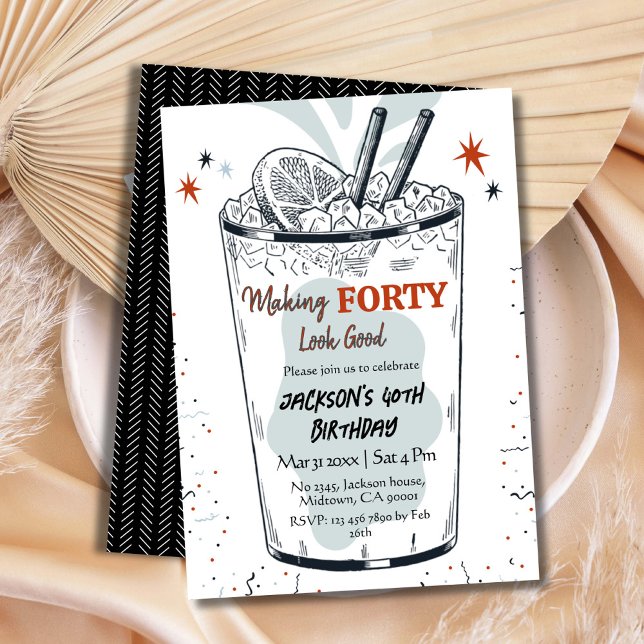 Invitación Cocktail retro bebida con temática elegante 40º cu (Subido por el creador)