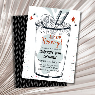 Invitación Cocktail retro bebida con temática elegante 40º cu