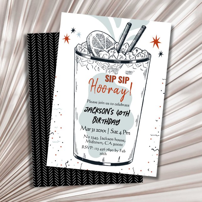 Invitación Cocktail retro bebida con temática elegante 40º cu (Subido por el creador)