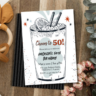 Invitación Cocktail retro bebida con temática elegante 50º cu