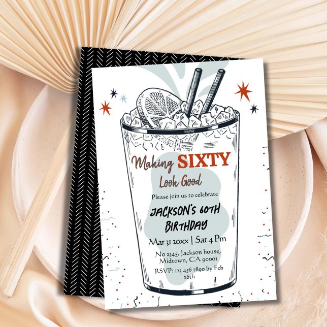 Invitación Cocktail retro bebida con temática elegante 60º cu (Subido por el creador)