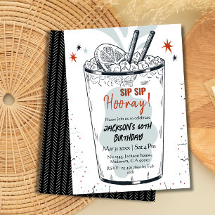 Invitación Cocktail retro bebida con temática elegante 60º cu