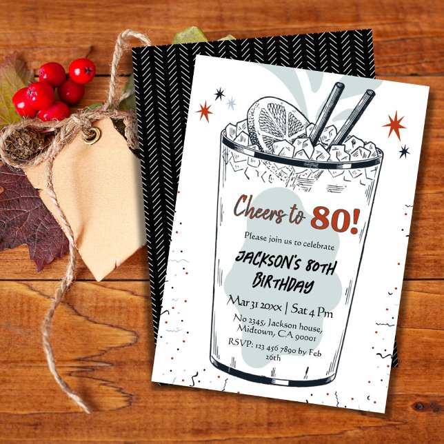 Invitación Cocktail retro bebida con temática elegante 80º cu (Subido por el creador)