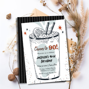 Invitación Cocktail retro bebida con temática elegante 90º cu