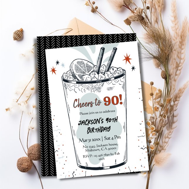 Invitación Cocktail retro bebida con temática elegante 90º cu (Subido por el creador)