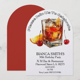 Invitación Cocktail Theme Adult Birthday  