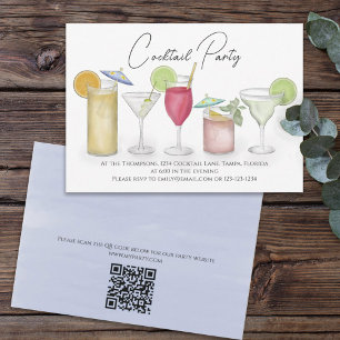 Invitación Cocktails acuarela Bebe Fiesta de código QR
