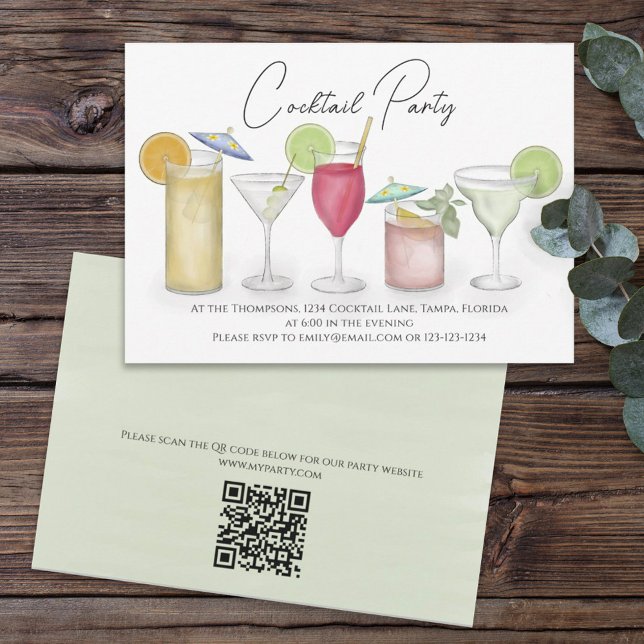 Invitación Cocktails acuarela Bebe Fiesta de código QR (Subido por el creador)