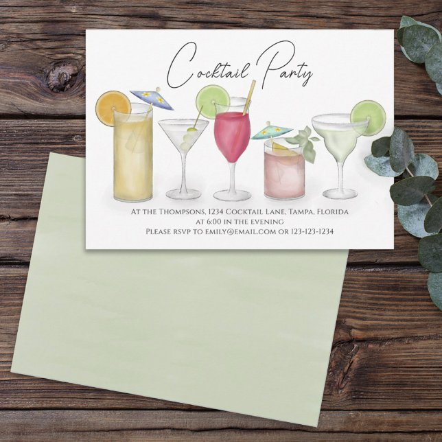 Invitación Cocktails acuarelas simples Bebe Diversión caprich (Subido por el creador)