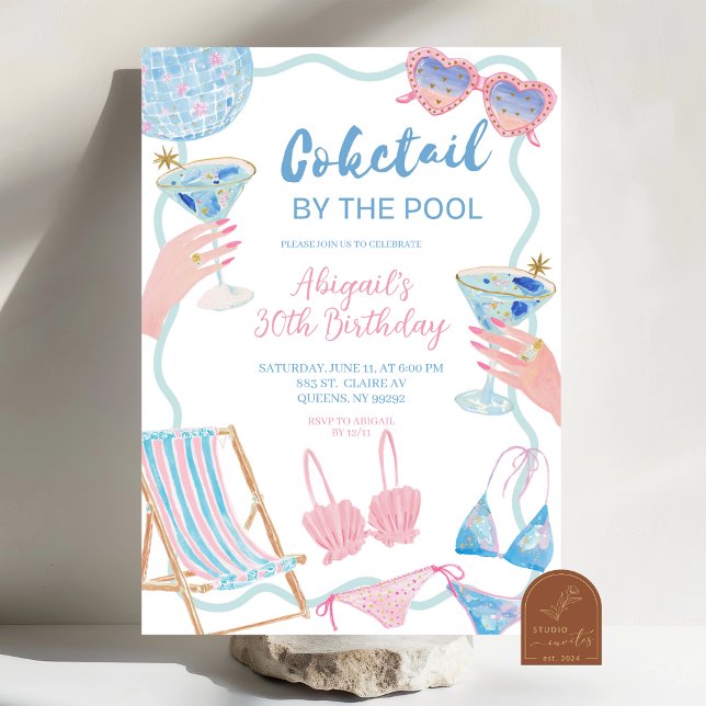Invitación Cocktails by The Pool Birthday Invitation (Subido por el creador)