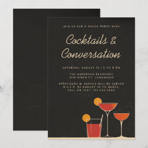 Invitación Cocktails & Conversación Retro Bebe Fiesta de casa