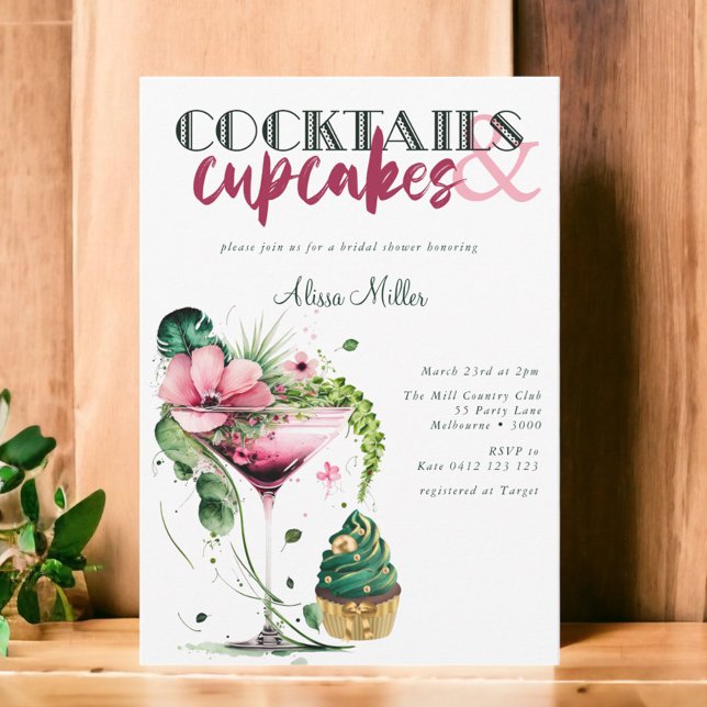 Invitación Cocktails & Cupcakes Ducha Nodal Moderna (Subido por el creador)